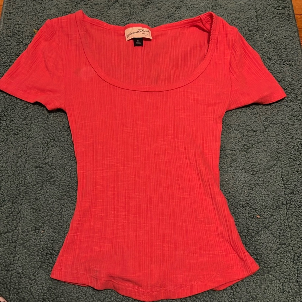 Coral pink cinched t shirt